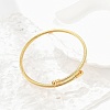 PVD Vacuum Plating 304 Stainless Steel Open Cuff Bangle with Oval Beaded BJEW-C031-01G-6