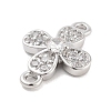 Brass Pave Clear Cubic Zirconia Flower Links Connector Charms KK-Z061-02P-02-2