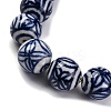 Handmade Blue and White Porcelain Beads Strands PORC-I027-04A-3