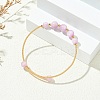 Copper French Wired & Round Natural Kunzite Cuff Bangles for Women BJEW-JB13989-1