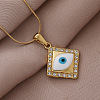 Trendy Cartoon 304 Stainless Steel Enamel White Evil Eye Rhombus Pendant Necklaces for Women MQ6271-1