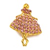 Dancing Girl Alloy Rose Rhinestone Brooch JEWB-Q045-04G-01-1