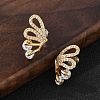 Brass Micro Pave Clear Cubic Zirconia Stud Earrings EJEW-B131-04G-1