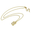Brass Micro Pave Clear Cubic Zirconia Cat Pendant Necklaces for Women NJEW-Z042-01G-02-2