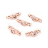 Rack Plating Brass Pave Clear Cubic Zirconia Connector Charms KK-G433-04RG-3