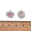 Flower Brass Micro Pave Clear Cubic Zirconia Stud Earrings for Women EJEW-G428-17P-5