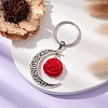 Flower Resin & Alloy Moon Keychain KEYC-JKC00821-2