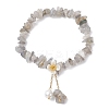 Natural Labradorite Chip Beaded Charm Bracelets BJEW-JB12312-03-2