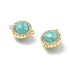 Brass Micro Pave Clear Cubic Zirconia Flat Round Connector Charms LS-KK-B129-24G-02-2
