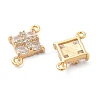 Brass Clear Cubic Zirconia Connector Charms KK-G516-07G-2