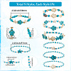8Pcs Turtle & Starfish Synthetic Turquoise Beaded Stretch Bracelet Sets BJEW-SC0001-47-2