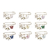9Pcs Butterfly Alloy & Acrylic & Rhinestone Pendant Brooches JEWB-BR00185-2