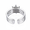 Non-Tarnish 304 Stainless Steel Open Cuff Finger Ring Cabochon Settings STAS-T060-08P-2