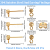 60Pcs 3 Style 304 Stainless Steel Stud Earring Findings STAS-BBC0007-45-2