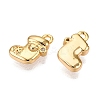 Christmas Theme Brass Micro Pave Clear Cubic Zirconia Charms KK-T073-16G-2