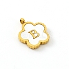 Golden Tone Stainless Steel Pave White Shell Letter Flower Charms PW-WGC5230-02-1