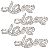 4Pcs Word Love Glass Crystal Rhinestone with Plastic Pearl Sew on Cloth Patches PATC-FG0003-51-1