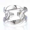 304 Stainless Steel Curb Chains Shape Open Cuff Ring for Women RJEW-N040-02-2