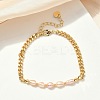 Natural Pearl Beaded Link Bracelets BJEW-A038-02G-2