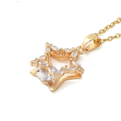 Brass Micro Pave Clear Cubic Zirconia Pendant Necklaces for Women NJEW-E106-07KCG-01-1