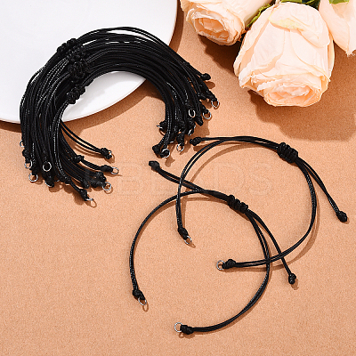 20Pcs Black Waxed Polyester Cord Braided Bracelet Making AJEW-YW00002-01-1