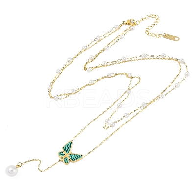 Ion Plating(IP) Golden Tone 304 Stainless Steel Double Layer Butterfly Pendant Necklaces for Women NJEW-K276-08G-03-1