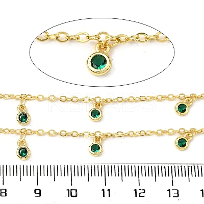 Brass Cubic Zirconia Cable Chains CHC-H112-02G-04-1
