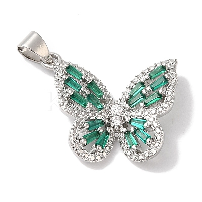 Rack Plating Brass & Cubic Zirconia Pendants KK-L216-014P-02-1
