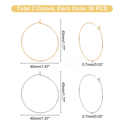 60Pcs 2 Colors 316 Surgical Stainless Steel Wine Glass Charms Rings STAS-DC0001-45-1