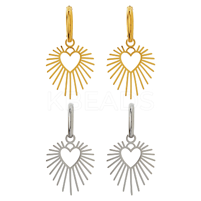 2Pairs 2 Colors 304 Stainless Steel Hoop Earrings EJEW-HS0001-25-1