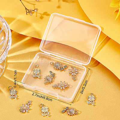 12Pcs 3 Style Brass Micro Pave Cubic Zirconia Pendants KK-BBC0002-98-1