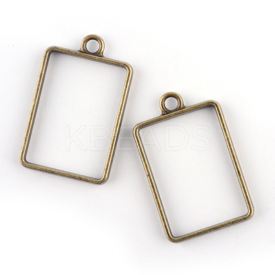 Rack Plating Alloy Rectangle Open Back Bezel Pendants X-PALLOY-S047-28F-FF-1