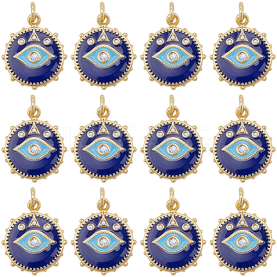 12Pcs Brass Micro Pave Cubic Zirconia Pendants KK-BBC0023-03-1