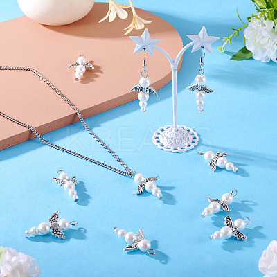 Glass & Alloy Pearl Pendants HJEW-TAC0058-1