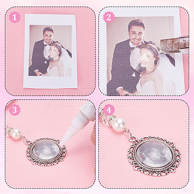 Flat Round Tibetan Style Alloy Photo Pendant Decoration PALLOY-AB00078-1