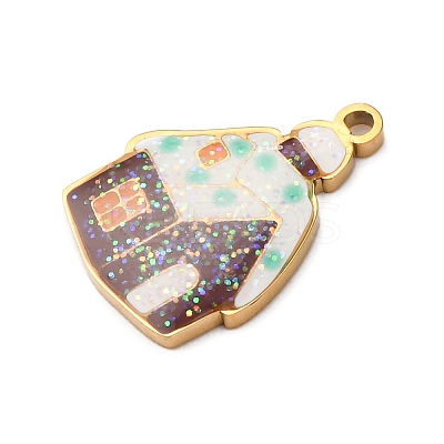 Christmas 304 Stainless Steel Enamel Pendants STAS-B112-02G-06-1