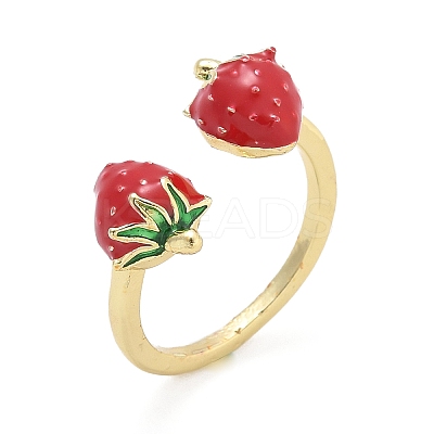 Brass with Enamel Cuff Open Rings for Women RJEW-Q019-01A-G-1