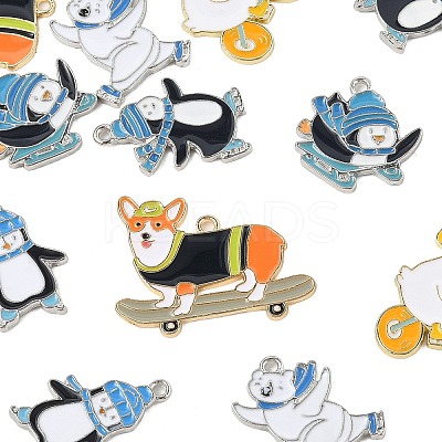12Pcs 6 Styles Alloy Enamel Pendants ENAM-FP0002-62-1