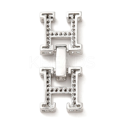 Rack Plating Brass Micro Pave Clear Cubic Zirconia Fold Over Clasps KK-H447-16P-1
