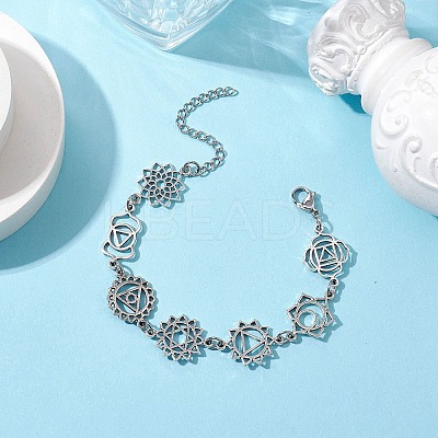 Chakra Theme Alloy Charm Bracelets BJEW-JB11096-1