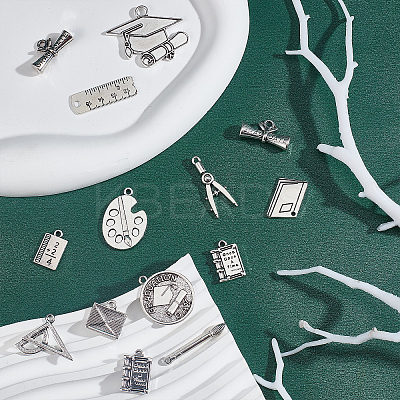 72Pcs 12 Style Graduation Theme Tibetan Style Alloy Pendants TIBE-SC0001-71-1