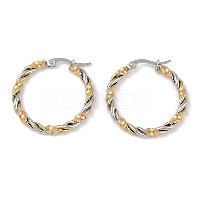 Ion Plating(IP) 201 Stainless Steel Twist Hoop Earrings EJEW-I309-34GP-1