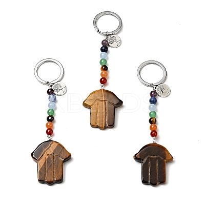 Natural Tiger Eye Chakra Keychain KEYC-F034-01D-1