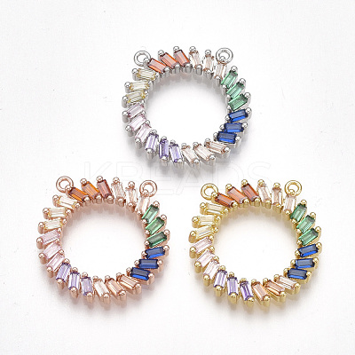 Brass Cubic Zirconia Pendants ZIRC-S061-71-1