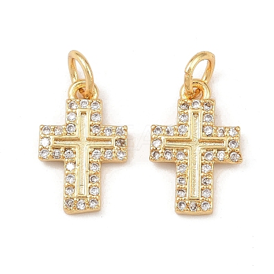 Brass Micro Pave Cubic Zirconia Pendants KK-G544-20G-1