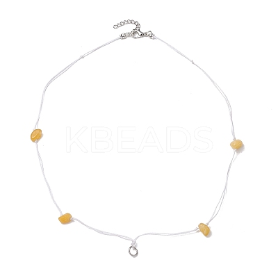 2Pcs 2 Styles Natural Topaz Jade & Synthetic Turquoise Chip Beads Necklace Making with 304 Stainless Steel Jump Rings and Nylon Thread NJEW-JN05215-1