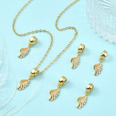 6Pcs Brass Micro Pave Clear Cubic Zirconia European Dangle Charms KK-CJ0002-75-1