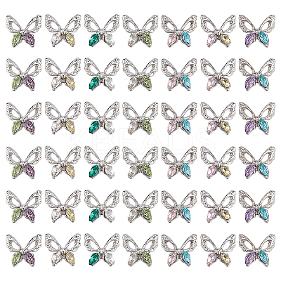 42Pcs 7 Colors Alloy Glass Cabochons MRMJ-SC0001-18-1