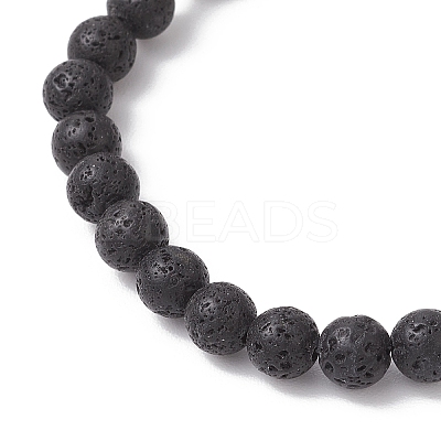 6Pcs Natural Lava Rock Beads Stretch Bracelets BJEW-JB11992-1