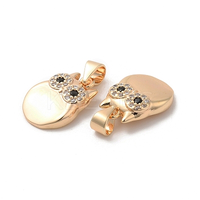 Brass & Glass & Cubic Zirconia Pendants KK-G468-14G-1